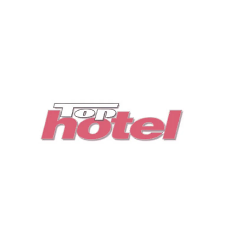 Top Hotel Logo in rot und weiß auf weißem Hintergrund