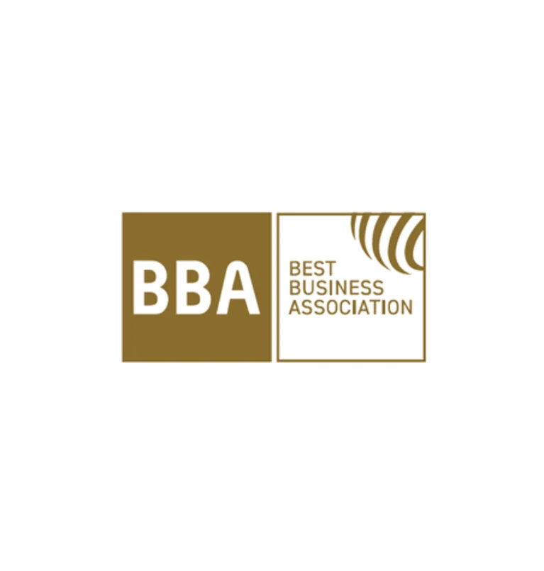Logo der Best Business Association mit den Initialen BBA in Gold und Weiß